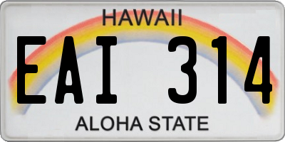 HI license plate EAI314