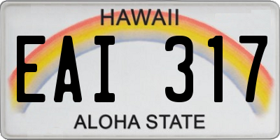 HI license plate EAI317