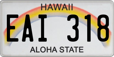 HI license plate EAI318