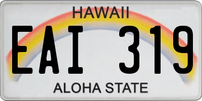 HI license plate EAI319