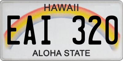 HI license plate EAI320