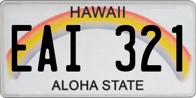 HI license plate EAI321