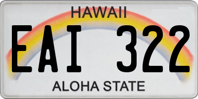 HI license plate EAI322