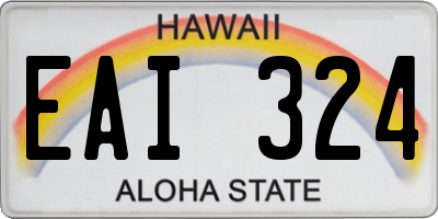 HI license plate EAI324