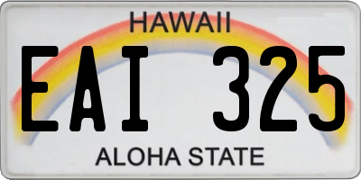 HI license plate EAI325