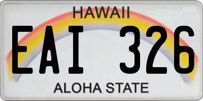 HI license plate EAI326