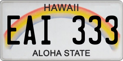 HI license plate EAI333