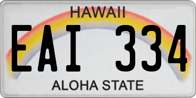 HI license plate EAI334