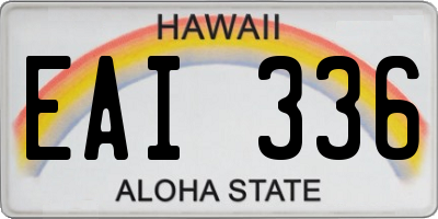 HI license plate EAI336