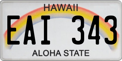 HI license plate EAI343