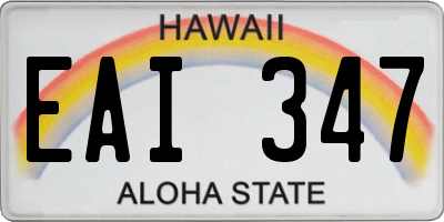 HI license plate EAI347