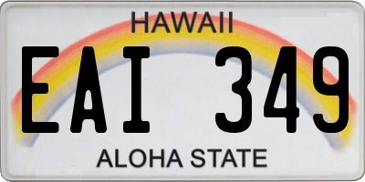 HI license plate EAI349