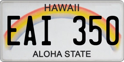 HI license plate EAI350