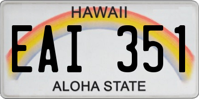 HI license plate EAI351