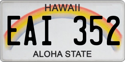 HI license plate EAI352