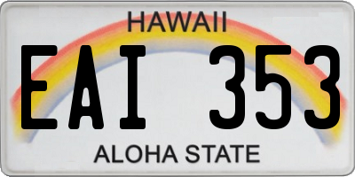 HI license plate EAI353