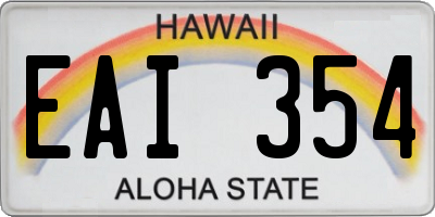 HI license plate EAI354