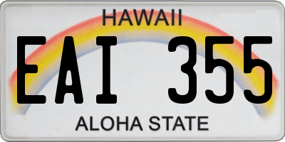 HI license plate EAI355