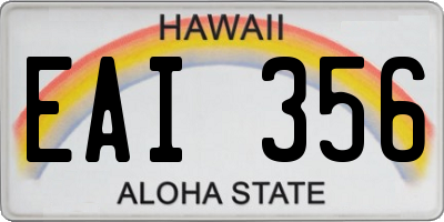 HI license plate EAI356