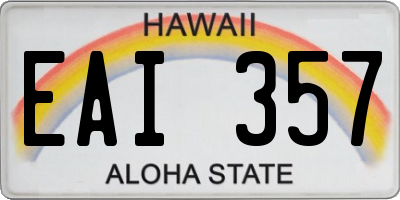 HI license plate EAI357