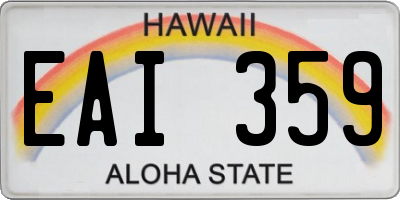 HI license plate EAI359