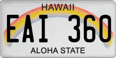 HI license plate EAI360