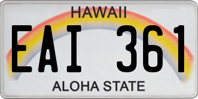 HI license plate EAI361