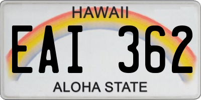 HI license plate EAI362