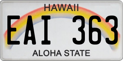 HI license plate EAI363