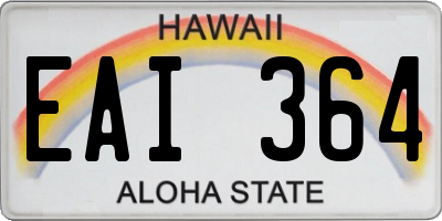 HI license plate EAI364