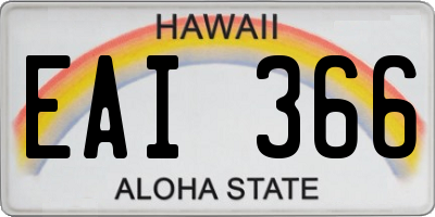 HI license plate EAI366