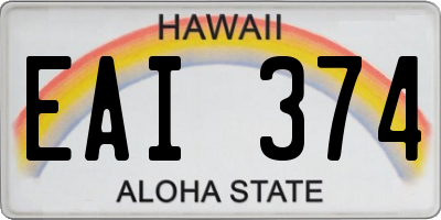 HI license plate EAI374