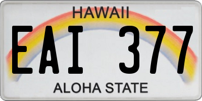 HI license plate EAI377