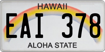 HI license plate EAI378