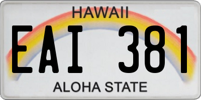 HI license plate EAI381