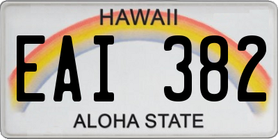 HI license plate EAI382