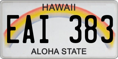 HI license plate EAI383