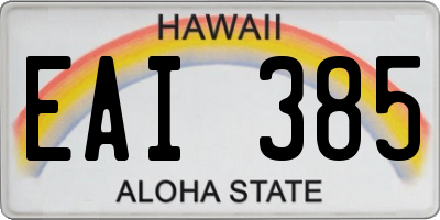 HI license plate EAI385