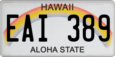 HI license plate EAI389