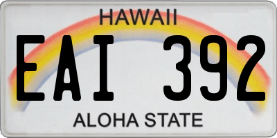 HI license plate EAI392