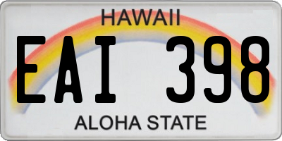 HI license plate EAI398