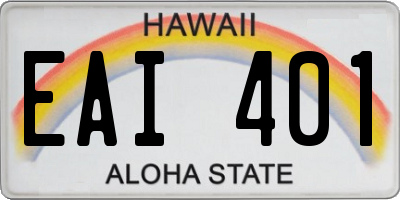 HI license plate EAI401