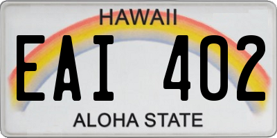 HI license plate EAI402