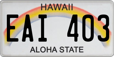 HI license plate EAI403