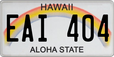 HI license plate EAI404