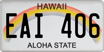 HI license plate EAI406