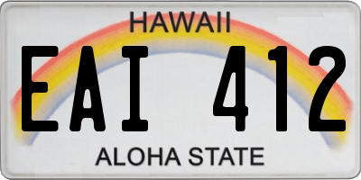 HI license plate EAI412