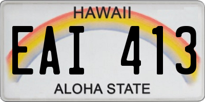 HI license plate EAI413