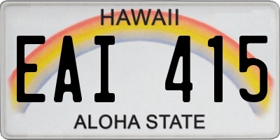 HI license plate EAI415