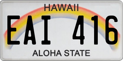 HI license plate EAI416